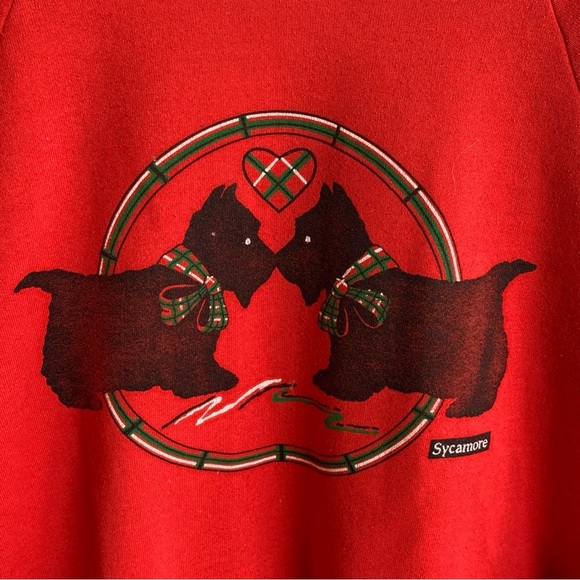 Vintage Scottie Dog Crewneck Sweatshirt Adult Large 90s Sweater Sycamore Heart - Picture 4 of 6